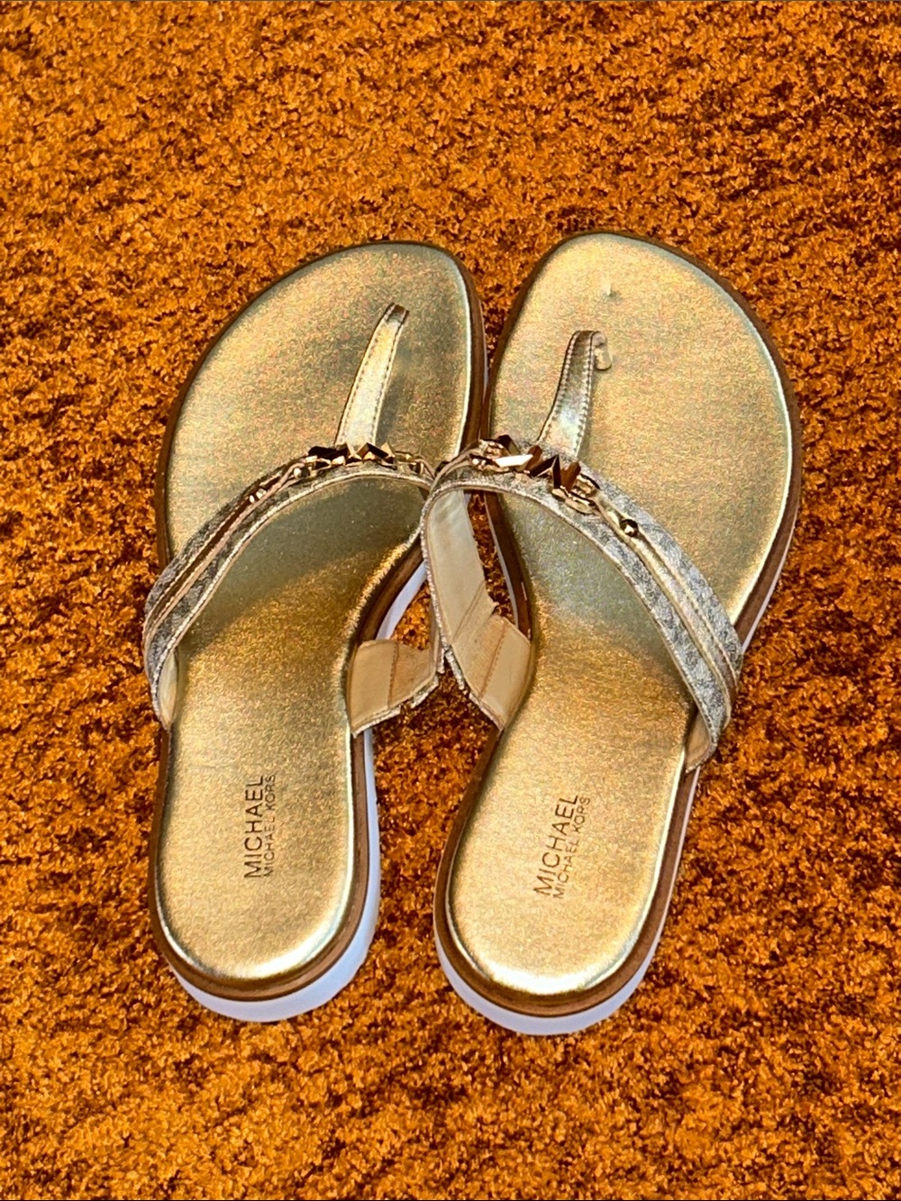 MICHAEL Michael Kors Metallic Gold Thong Sandals - Picture 2 of 5
